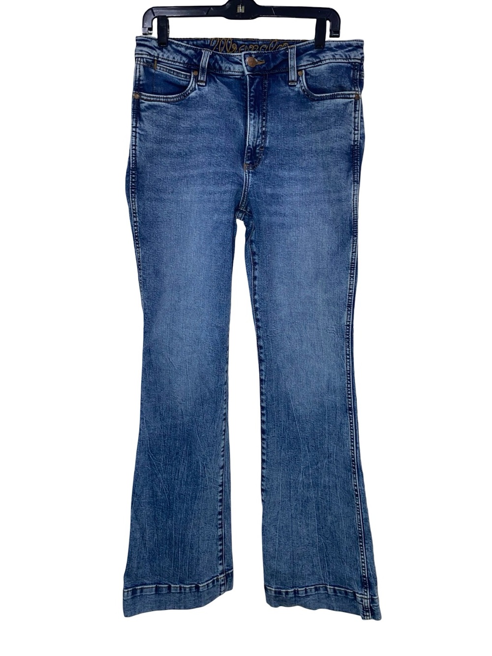 ⁠Wrangler Retro Premium High Rise Trouser Jeans Briley Blue 30x36 Tall XL Long
